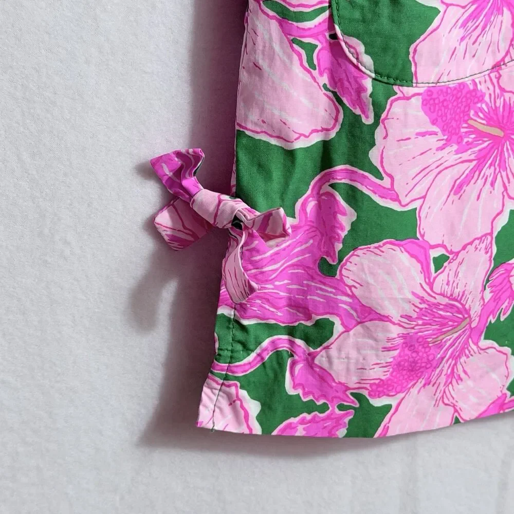Lilly Pulitzer Kelly Green Hibis Kiss Floral Classic Shift Dress Girl's Size 10